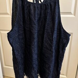 Elegant Navy Lace Women's Blouse